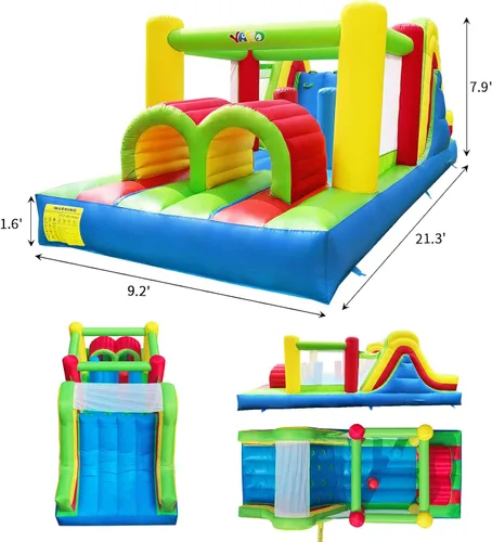 Miniatura 2 de YARD Casa de Rebote para Niños Grandes de 5 a 12 años, 21.3'x9.2'x7.9' Curso de Obstáculos Inflable Castillo Saltarín con Tobogán Grande para Edades