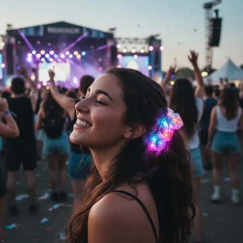 Miniatura 6 de 4 bandas elásticas para el cabello con luz LED, color verde del día de San Patricio, para mujeres y niñas, suministros de fiesta que brillan