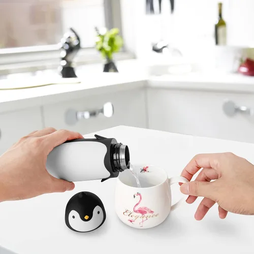Miniatura 3 de Termo de acero inoxidable aislado al vacío, diseño de pingüino, taza de viaje, botella de té, agua y café