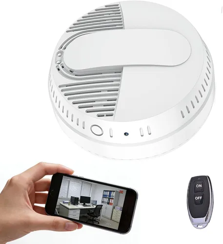 Detector de humo, cámara oculta, detector de humo con detección de movimiento y visión nocturna, 10000 mAh/Sin mensual gratis/Control de aplicación
