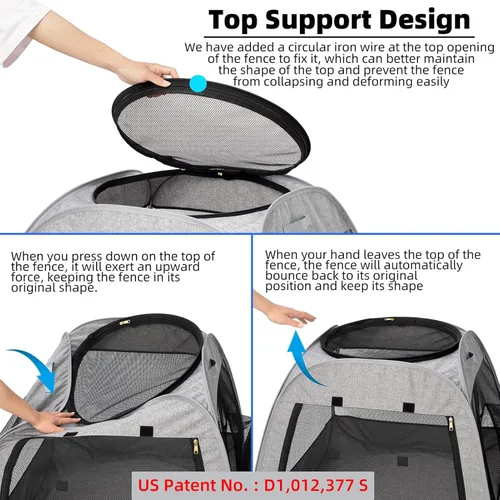 Miniatura 5 de Tenrai Corralito Portátil para Gatos, Diseño Trapezoidal para Mejor Estabilidad, Carpa Plegable para Mascotas para Uso Interior y Exterior