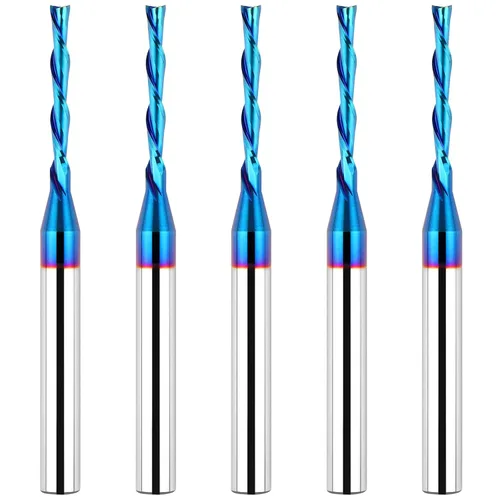 Miniatura 34 de EANOSIC 5 brocas de compresión en espiral de 1/4 pulgadas, longitud de corte de 1-1/4 pulgadas, extralargas de 3 pulgadas, fresadora CNC de carburo