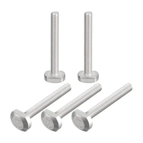 Miniatura 18 de uxcell Pernos de ranura en T, 5 unidades M5x25mm Pernos deslizantes de caída en T de acero inoxidable 304 con forma de T para pista en T