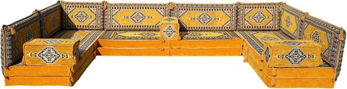 Miniatura 31 de arabicsofa Cojines de piso árabe en forma de U – Sofá tradicional Majlis con sofá otomano