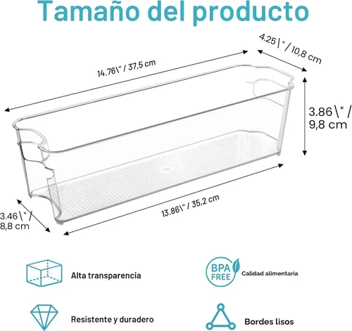 Miniatura 2 de Vtopmart Juego de 4 recipientes de almacenamiento para leche materna, contenedores organizadores transparentes para congelador y refrigerador