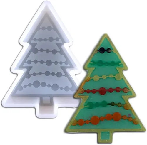 Molde de silicona Freshie de coche con forma de árbol de Navidad para hacer jabón aroma perlas coche Freshie, colgante, vela, resina