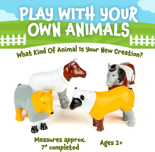 Miniatura 6 de Juego de juguetes magnéticos para mezclar o combinar animales de granja, 16 piezas