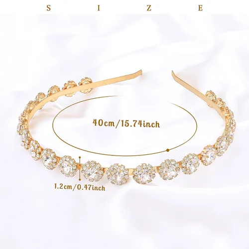 Miniatura 3 de Diadema de boda con cristal y accesorios para el cabello (dorado, 5.5 pulgadas)