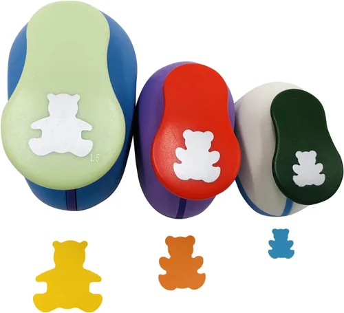 Miniatura 2 de Juego de 3 piezas de oso (5/8 pulgadas + 1 pulgada + 1.5 pulgadas) para manualidades, perforador de papel de oso, perforador de papel
