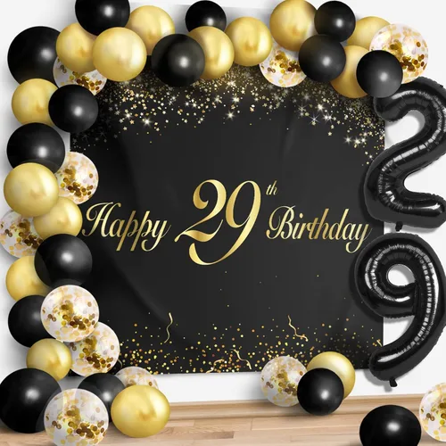 Miniatura 16 de Juego de globos negros de feliz cumpleaños 70 – Decoración de guirnalda temática de fiesta con texto en inglés "Cheers to 70 Years Old Party Theme