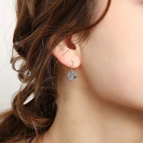 Miniatura 2 de POPLYKE Aretes colgantes de plata de ley con diseño de árbol de la vida celta para mujer