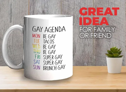 Miniatura 2 de Bubble Hugs Taza de café del mes del orgullo, agenda gay, planificador semanal Rainbow Queer LGBTQ Lesbiana Gay Pride LGBT Aliado Soporte 11oz Blanco