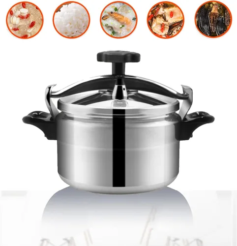 Miniatura 3 de Horoper Olla a presión para el hogar, aleación de aluminio, 5L, plata, a prueba de explosiones, gran capacidad, doble fondo, fácil de abrir