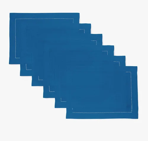 Miniatura 94 de Solino Home Juego de 4 manteles individuales de lino – Manteles individuales clásicos con vainica azul cielo de 14 x 19 pulgadas – manteles 09: Azul