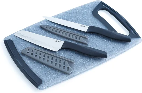Miniatura 2 de Glad Juego de cuchillos con tabla de cortar, 5 piezas Cuchillos Santoku afilados y utilitarios con cubiertas de cuchillas y bloque de cortar