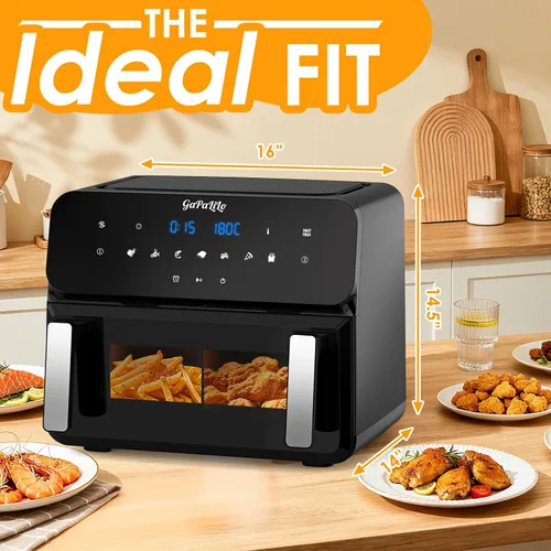 Miniatura 2 de 11QT Large Dual Zone Air Fryer, Double Basket Air Fryer with 2×5.5QT Baskets, Digital Full Touchscreen Easy-Panel, SyncCook Function, Cook 2 Dishes