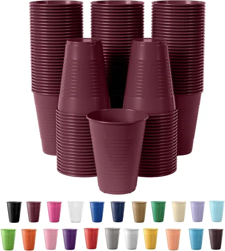 Miniatura 7 de Exquisitos vasos de plástico Party Solids de 12 onzas para suministros de fiesta, paquete de 50 vasos desechables amarillos de plástico, vasos