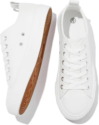 FRACORA Zapatos de tenis de piel sintética para mujer, zapatos casuales con cordones y cómodos zapatos de moda