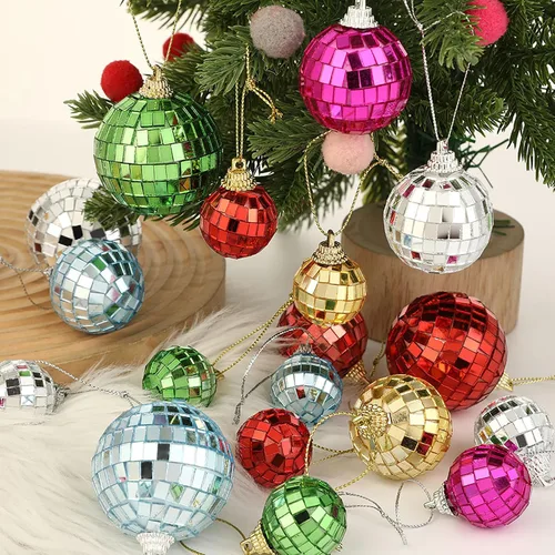 Miniatura 4 de Juego de bolas de discoteca con espejo, decoración de fiesta de discoteca plateada, bolas de Navidad reflectantes brillantes fáciles de colgar