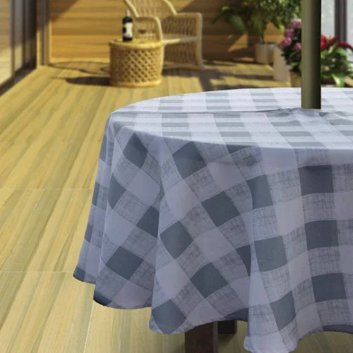 Miniatura 7 de Hipinger Vinyl Round Fitted Tablecloth with Zipper and Umbrella Hole, Outdoor Oil Waterproof Stain Resisteant PVC Table Cover 40-44 Inch, Black