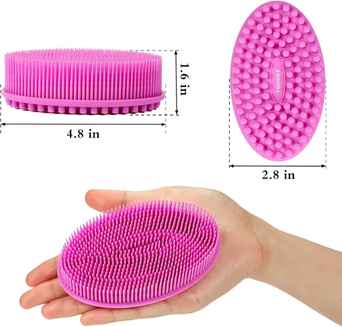 Miniatura 2 de TDHDIKE Esponja de silicona para el cuerpo, juego de 3 esponjas suaves exfoliantes para baño y ducha, cepillo para niños sensibles, mujeres