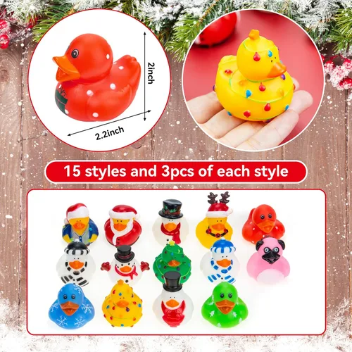 Miniatura 2 de 45 patos de goma de Navidad de 2.16 pulgadas, divertidos patos de goma para Nochebuena, Día de Acción de Gracias, Halloween, surtido de patos