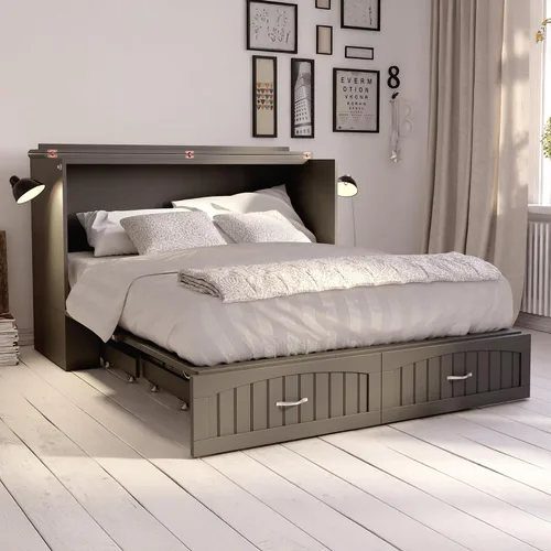 Miniatura 2 de AFI, Southampton Murphy - Cómoda de cama individual XL con colchón de 6 pulgadas, cajón de almacenamiento y cargador USB integrado, color gris