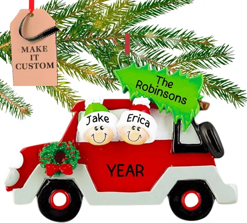 Adorno personalizado para pareja 2026 | Adornos de Navidad personalizados para árbol | Regalo de recuerdo festivo personalizado para dos personas