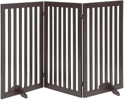 Miniatura 43 de unipaws Puerta para mascotas de pie libre de 24 pulgadas de alto para perros y gatos, puertas de madera para puerta, escaleras, valla plegable