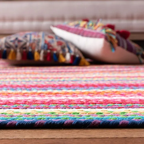 Miniatura 4 de SAFAVIEH Colección Alfombra trenzada para exteriores, 2 x 3 pies, multicolor, hecha a mano y reversible, no desprende pelusa y fácil de limpiar