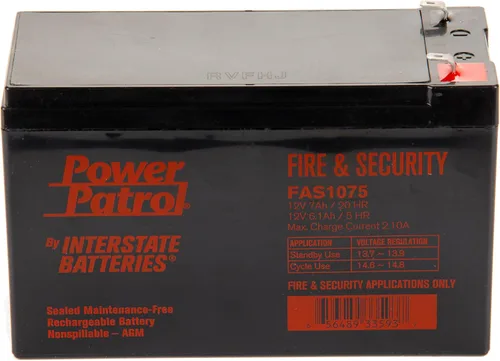 Miniatura 3 de Interstate Batteries Batería de seguridad y fuego de 12 V 7 Ah (8 unidades) (terminal F1) SLA AGM VRLA Power Patrol Recargable Reemplazo