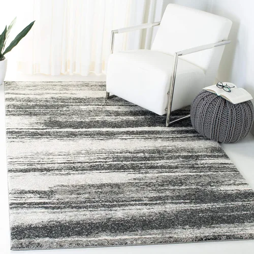 Miniatura 16 de SAFAVIEH Retro Collection - Alfombra decorativa, 2 pies 3 pulgadas x 5 pies, gris oscuro y gris claro, diseño abstracto, no desprende pelusa