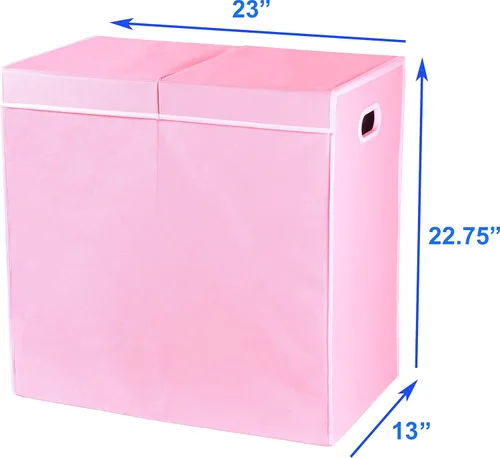 Miniatura 7 de Simple Houseware - Cesta doble para la ropa sucia, con tapa y bolsas extraíbles, Rosa