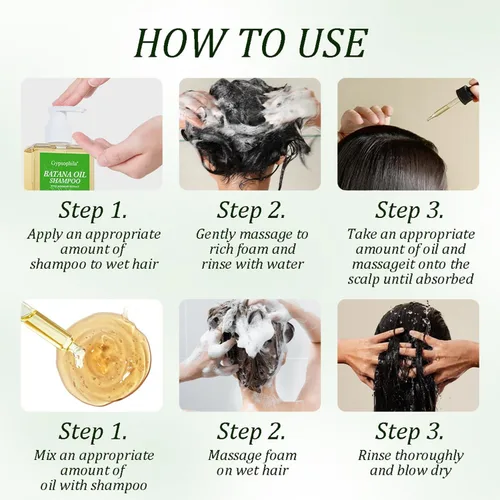 Miniatura 6 de Umex Batana Oil Set para el cuidado del cabello, champú nutritivo y aceite para el cabello 4 en 1, aceites de semillas de romero, ricino y calabaza