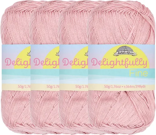 Miniatura 44 de JubileeYarn - Ovillo de hilo deliciosamente fino, 1.76 oz/madeja de rayón de bambú, color rosa polvo, 4 madejas