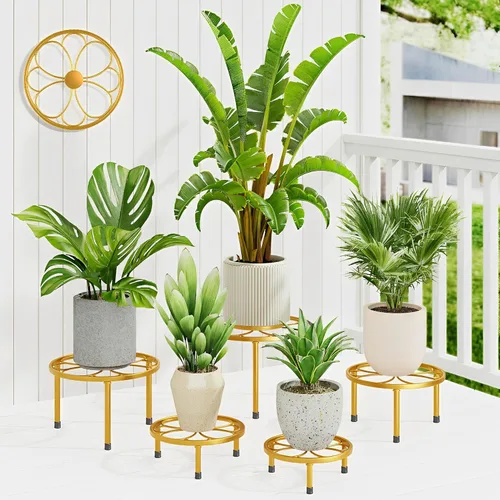 Miniatura 12 de Paquete de 5 soportes de metal para plantas, soporte resistente para macetas de flores, contenedor de jardín de hierro inoxidable para interiores