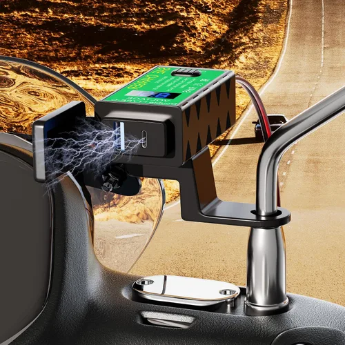 Miniatura 6 de YONHAN Cargador de teléfono USB para motocicleta de 4.8 A, adaptador SAE a USB con voltímetro e interruptor de encendido/apagado, carga rápida