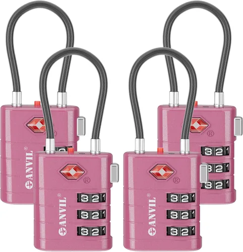 Miniatura 35 de ANVIL Candados para Equipaje Aprobados por TSA – Candados de Viaje de Combinación TSA008 de Alta Seguridad con Indicador de Inspección para Maletas