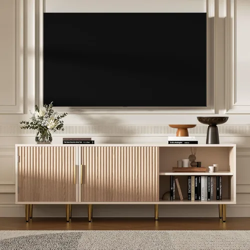 Miniatura 12 de Housoul Soporte de TV de 71 pulgadas para TV de 50/60/70/80 pulgadas, soporte de TV moderno para TV de 75 pulgadas, centro de entretenimiento