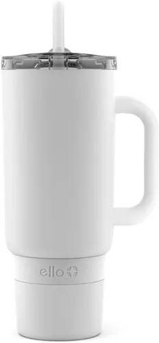 Miniatura 19 de Ello Port - Vaso de 40 onzas con asa de transporte y asa integrada, botella de agua reutilizable de acero inoxidable aislada al vacío, taza de viaje