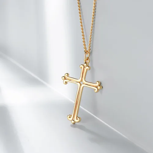 Miniatura 93 de Fettero - Collar con dije de cruz de fe, chapado en oro de 14 K, cadena fina, minimalista, simple, pequeña, para oración, regalo de joyería religiosa