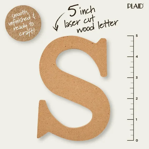Miniatura 2 de Plaid Letra de madera sin terminar, superficie de madera de 5" perfecta para proyectos de bricolaje, artes y manualidades, 63572