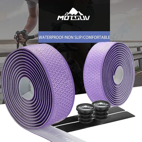 Miniatura 6 de VXM Bike Handlebar Tape,3D Silicone Particles Road Bicycle Bar Tape + Rainbow Steel Plugs,EVA Cycling Handle Grip Wrap-2 Rolls (red)