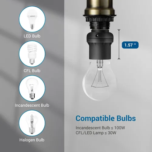 Miniatura 6 de DEWENWILS Enchufe Sensor de Luz, Enchufe Sensor de Atardecer a Amanecer E26 E27, Enchufe de Bombilla para Luminarias, Compatible con Bombillas Negro