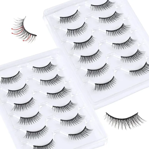 Miniatura 4 de BYUVEVSR Pestañas postizas de visón en racimo de gato, 0.276 in, pestañas de ojo de zorro, aspecto natural, esponjosas, tira rusa rizada, pestañas