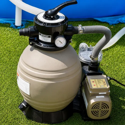 XtremepowerUS Bomba de filtro de arena de 13 pulgadas para piscina sobre el suelo, filtros de arena para piscina con función digital/temporizador de