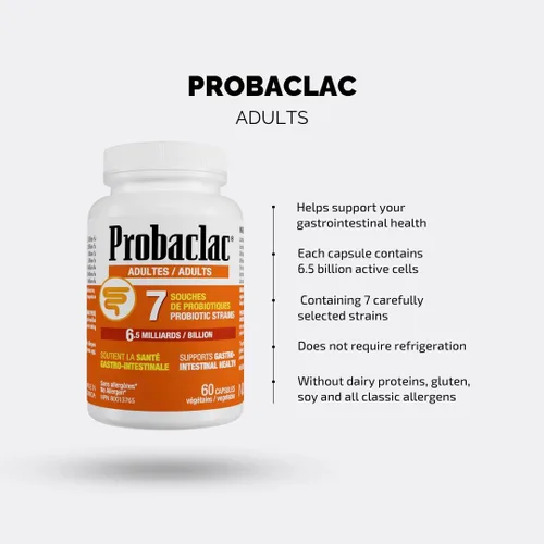 Miniatura 2 de Probaclac Probióticos para adultos – Salud intestinal diaria y apoyo inmunológico, alivia la hinchazón y apoya el equilibrio digestivo – 60 cápsulas