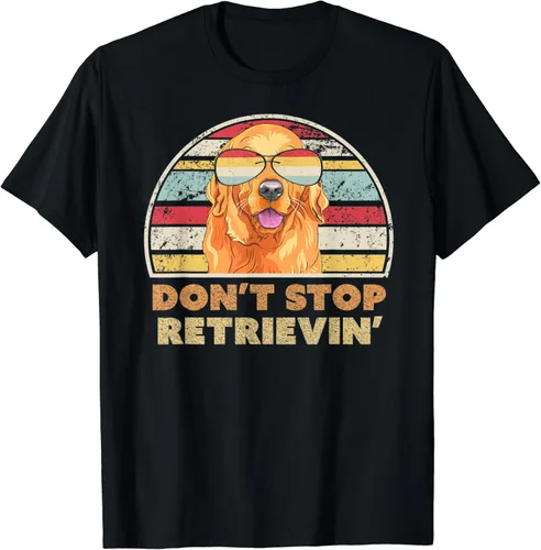 Camiseta Dont Stop Retrieving Camiseta retro Golden Retriever Negro S