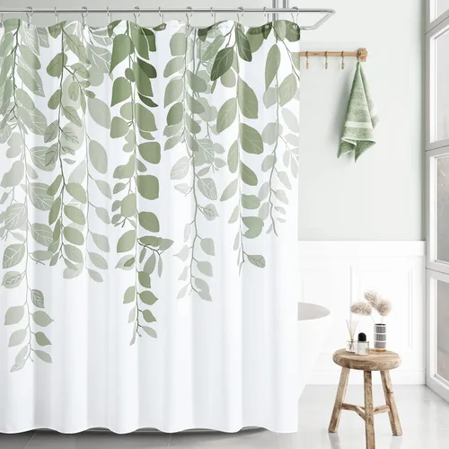 Miniatura 41 de BOODII Cortinas de ducha negras de 36 x 72 pulgadas, cortina de ducha de eucalipto de primavera para baño, cortina de baño con textura de flameado