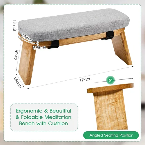 Miniatura 2 de Banco de meditación con bolsa de transporte, taburete de meditación portátil para yoga, meditación, taburete de oración plegable ergonómico